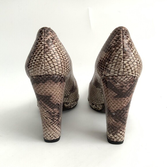 Stuart Weitzman Snake Print Pumps Block Heel Narrow Width 8N - Picture 7 of 11